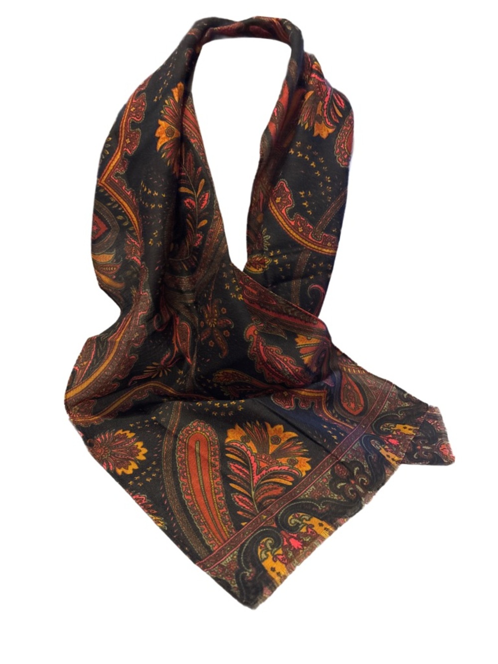 Vintage Paisley Black Scarf with Autumn Hues NWOTS - Picture 9 of 13